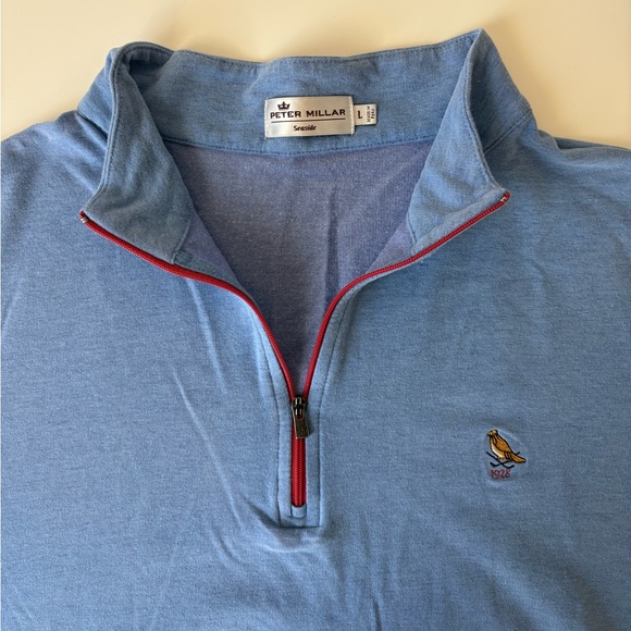 Peter Millar Seaside Embroidered Bird 1/4 Zip Men’s Large Blue Golf Pullover